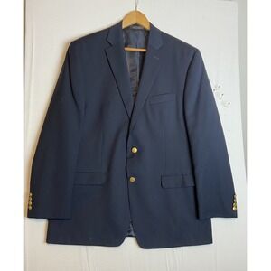 Chaps  Mens 44R Navy Wool Gold Two Button Sport Coat Preppy Academia